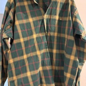 Orvis Men's Green and Gold Plaid Shirt